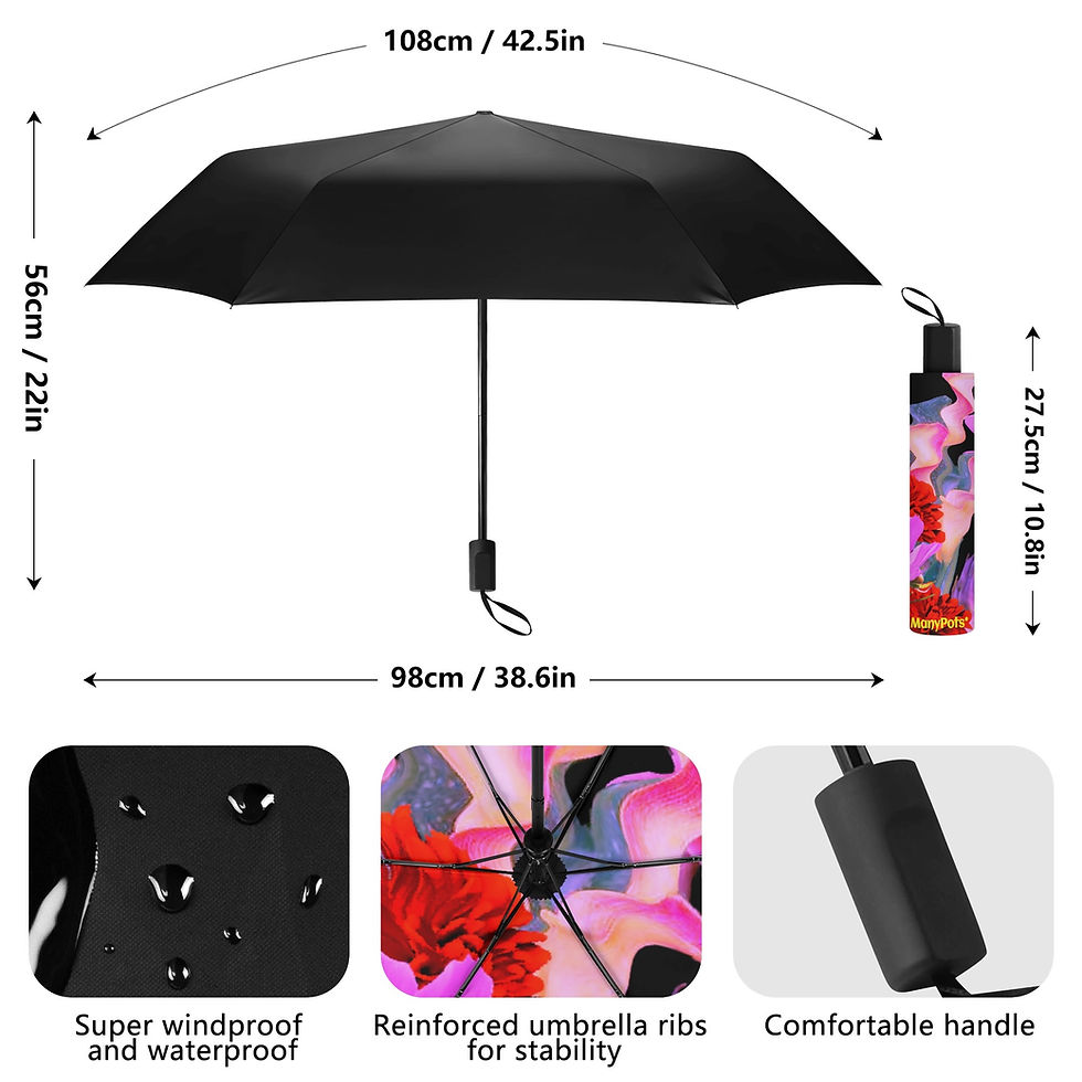 Thumbnail: Pink floral manual folding umbrella with Psalm 34:8 design, Christian faith-based accessory by ManyPots®.