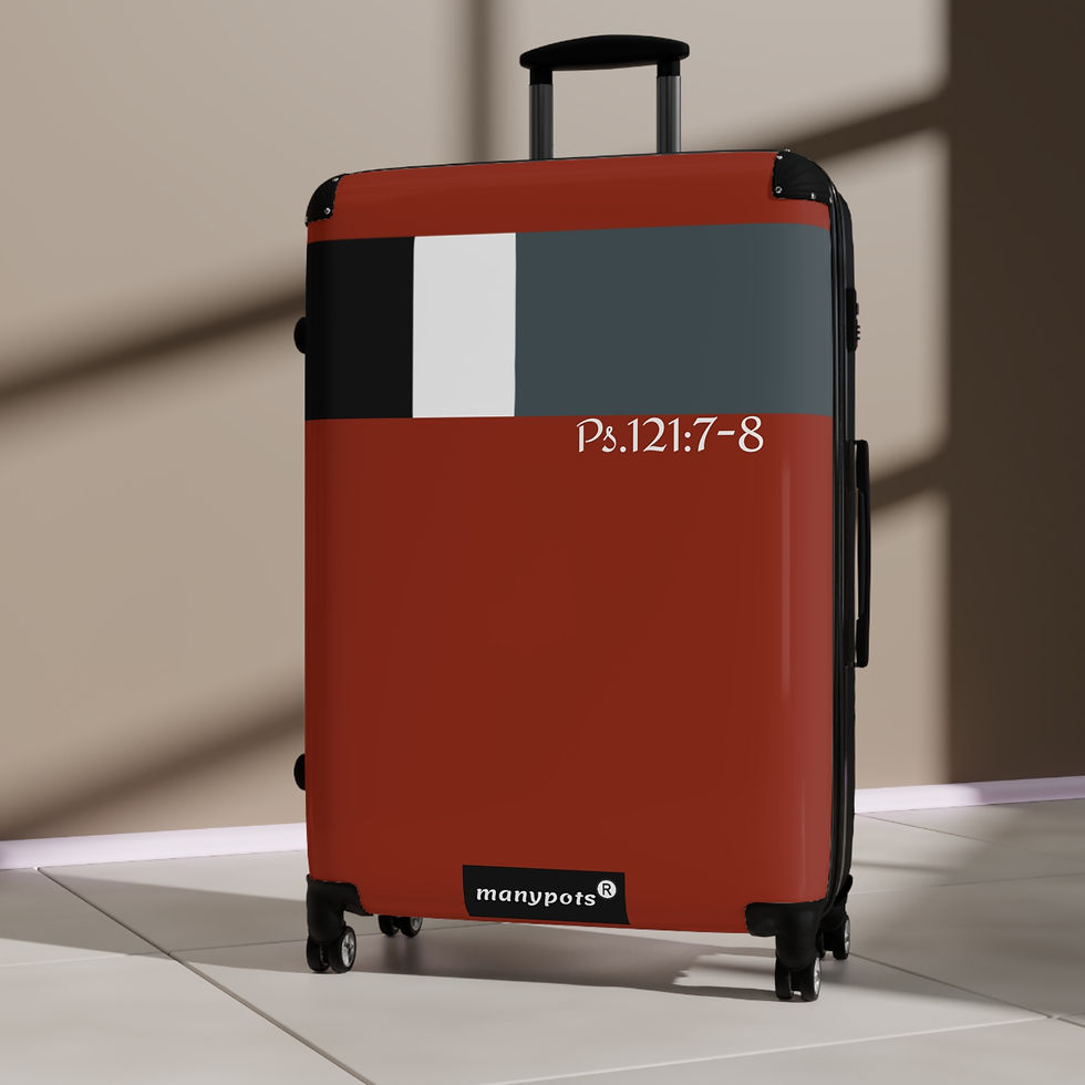 Thumbnail: Red polycarbonate luggage suitcase set with Psalm 121:7–8 design, available in three sizes, Christian faith-based travel coll