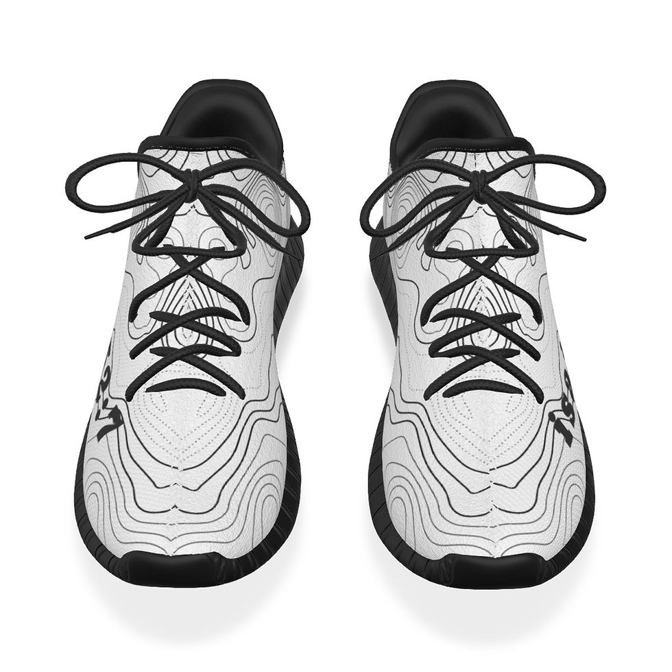 Thumbnail: Men’s white walking shoes with Isaiah 52:7 design, Christian faith-based footwear by G30™ for H.B.A.T.F.®.