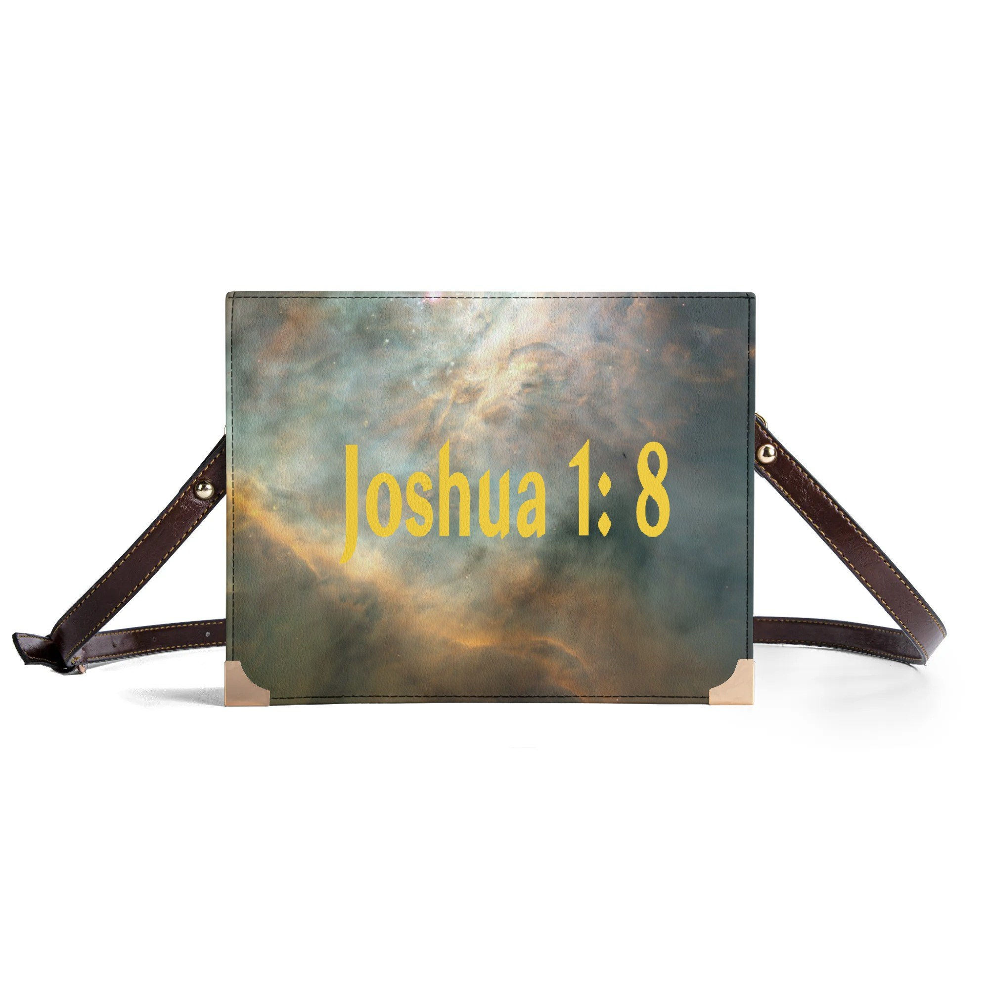 Blue and grey Bible holder and tote with Joshua 1:8 design, Christian faith-based book cover by 2KINGS4™ for ManyPots®.