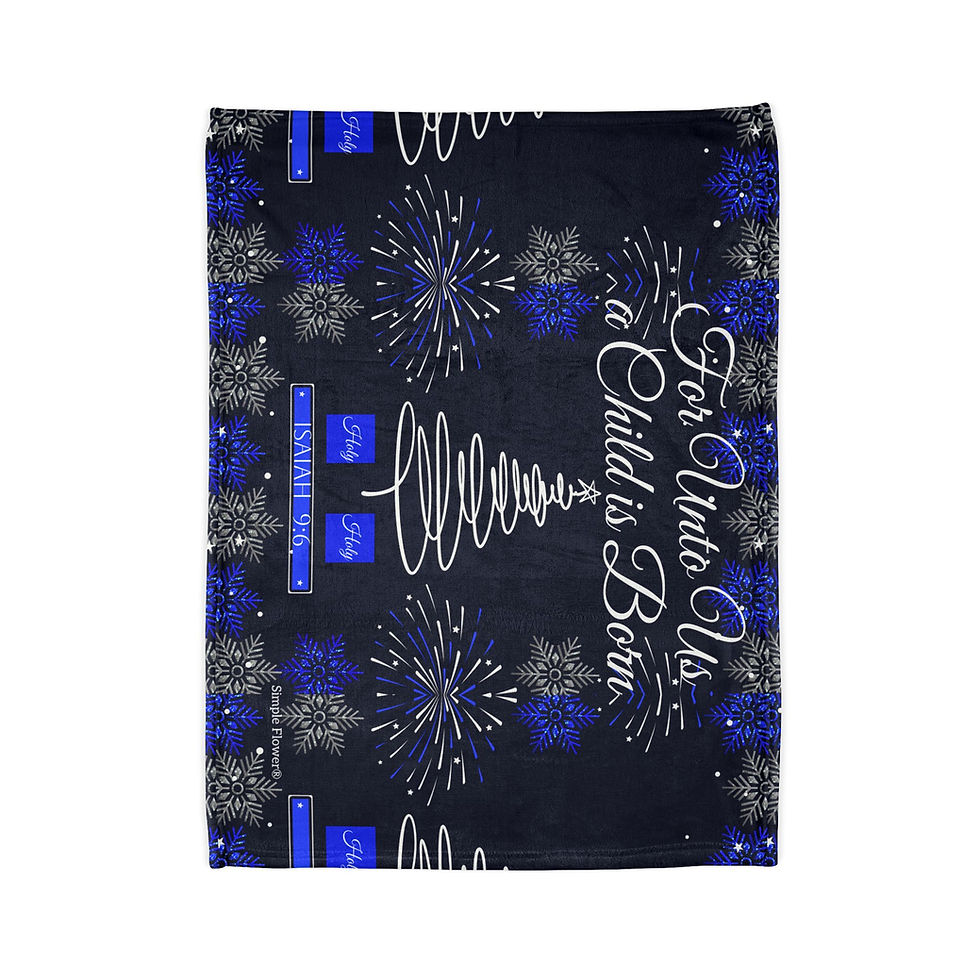 "For Unto Us A Child is Born" Blue Blanket