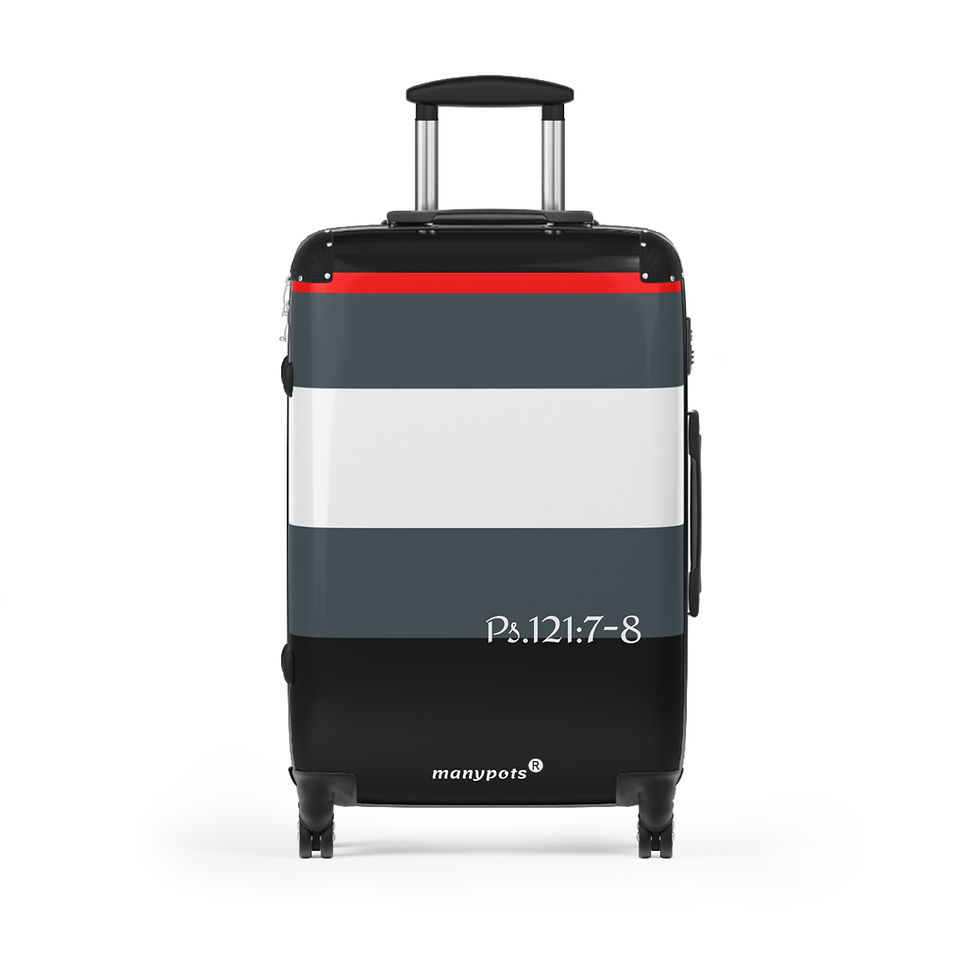 Thumbnail: *Ps. 121:7-8 Polycarbonate Luggage Suitcases Black White by ManyPots® (3 sizes)