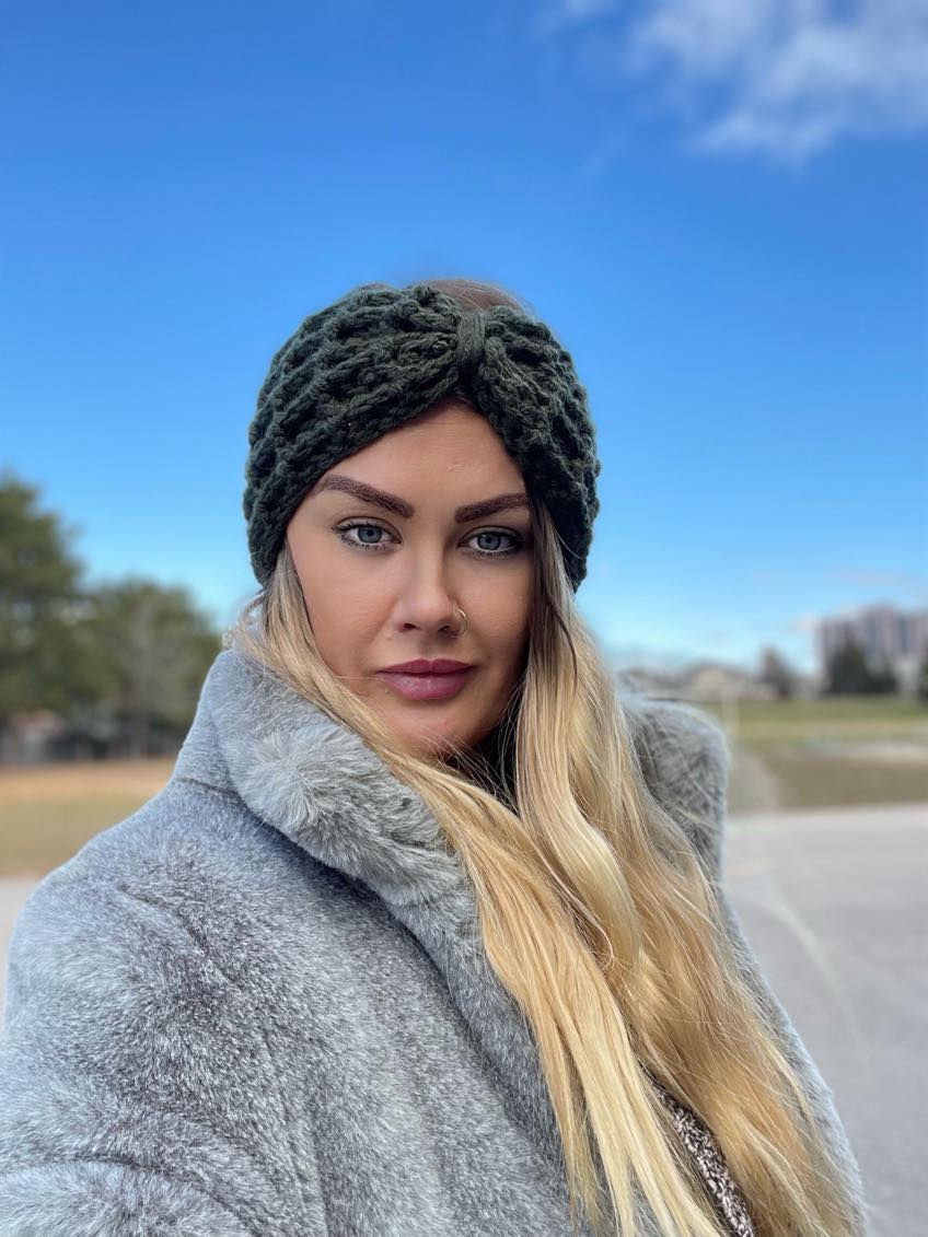 WAFFLE LINE HEADBAND pine green