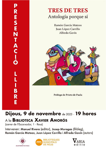 Poster información presentación «Tres de tres» en Reus