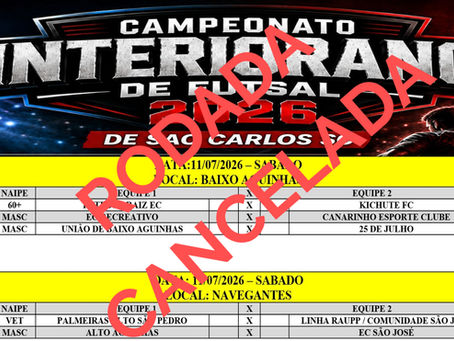 Rodada do Interiorano de Futsal de São Carlos está cancelada