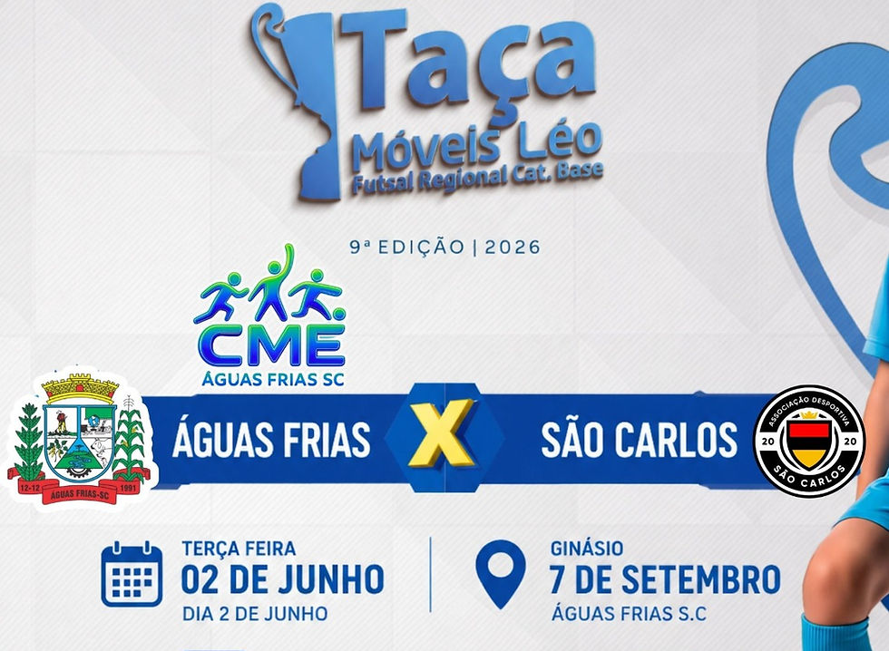 São Carlos visita Águas Frias nesta terça-feira pela Taça Móveis Léo