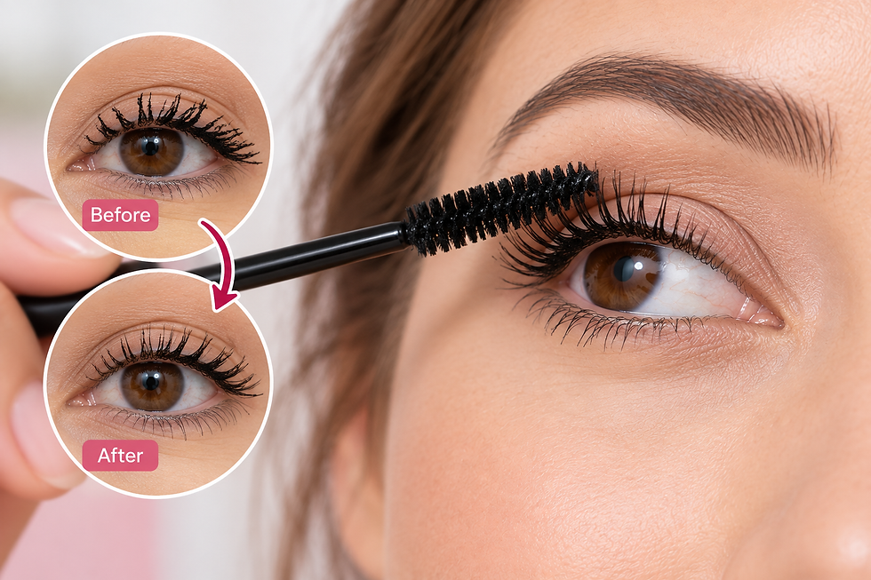 Clean spoolie separating clumpy mascara from lashes