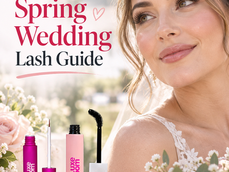 Spring wedding lashes with natural-looking eyelash growth serum and soft bridal eye makeup