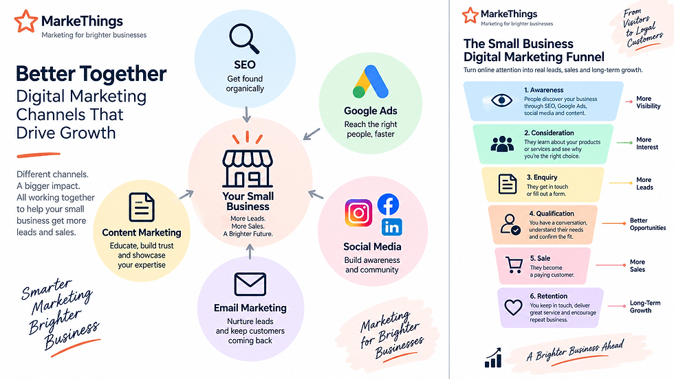 Digital marketing channels working together for small business growth