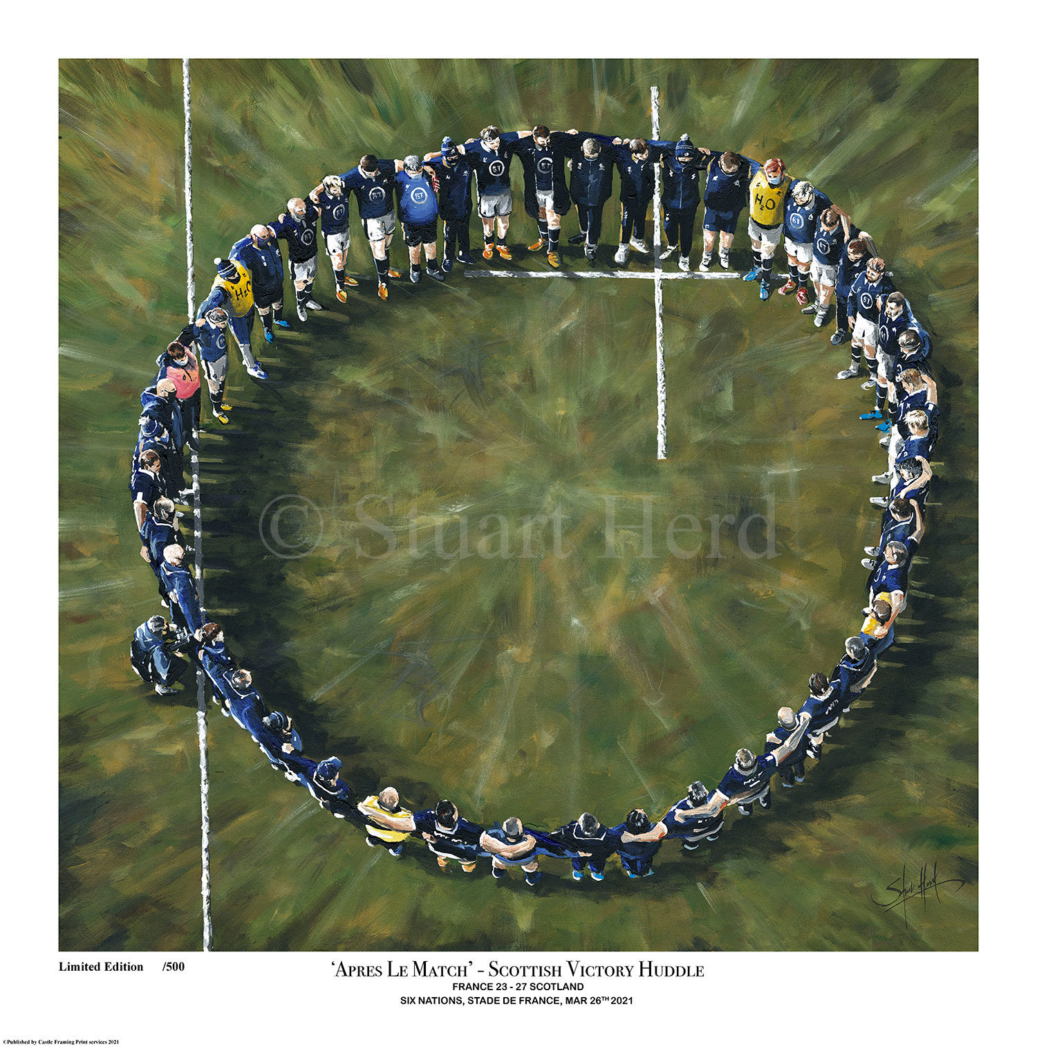 'Apres Le Match' - Scottish Victory Huddle