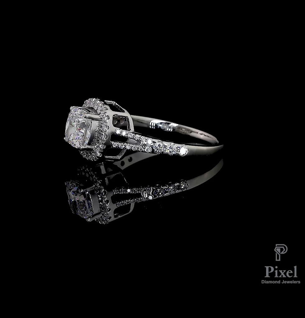 Thumbnail: Cushion shape Halo  Pave Engagement Ring