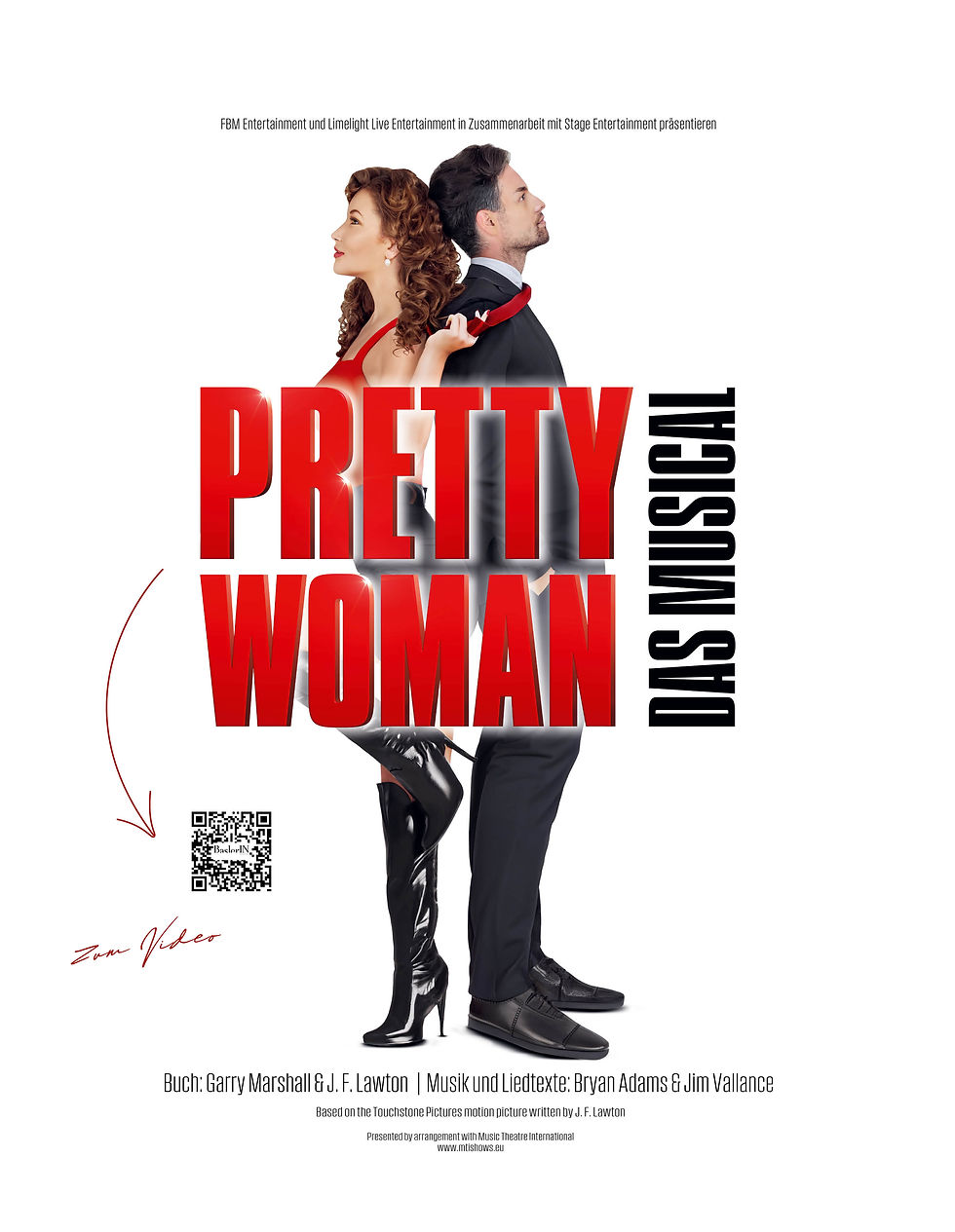 Pretty Woman Musical Plakat mit rotem Kleid – die Broadway-Show kommt nach Basel ins Musical Theater