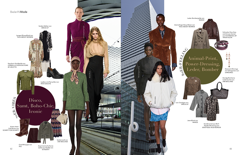 Mode aus Basel – Winterlook mit Strick, Samt und warmen Tönen – modische Inspiration für Weihnachtsgeschenke Basel.