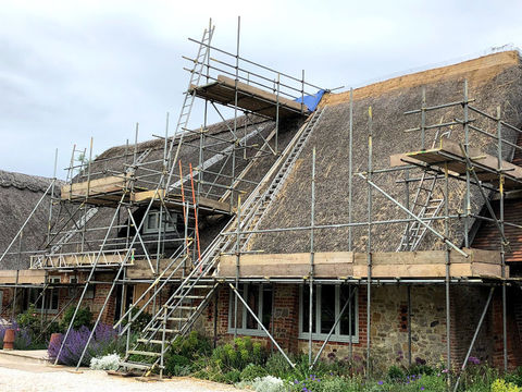 Re thatch and structural repairs on a barn conversion in Hampshire