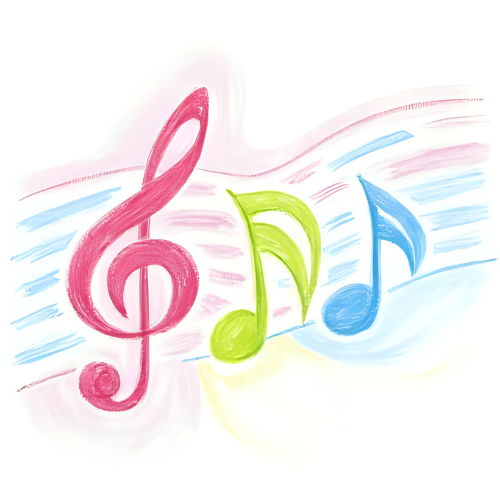 Colorful treble clef and musical notes