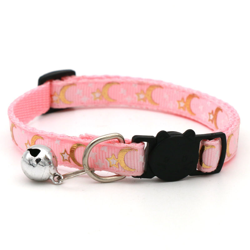 Thumbnail: Cat Collar With Bell Cartoon Star Moon Dog Puppy Cat Kitten Collar Adjustable Sa