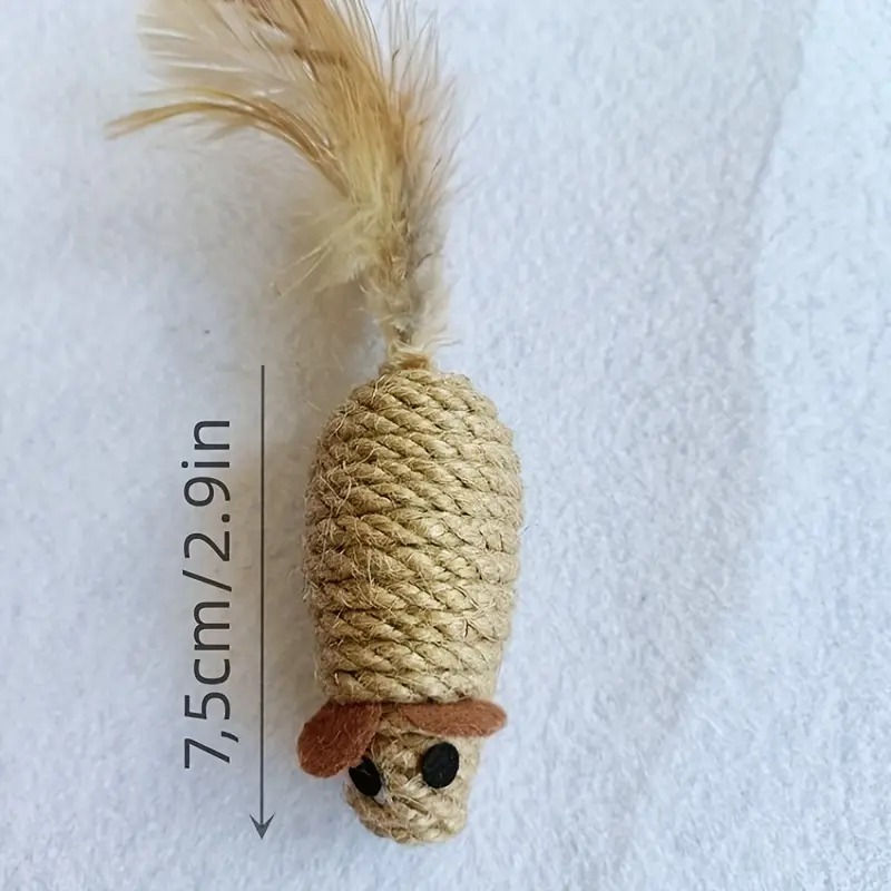 Thumbnail: 1/4pcs Sisal False Mouse Cat Toy Bite Resistance Stuffed Toy Interactive Cat Toy