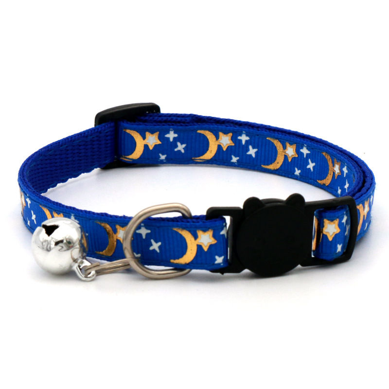 Thumbnail: Cat Collar With Bell Cartoon Star Moon Dog Puppy Cat Kitten Collar Adjustable Sa