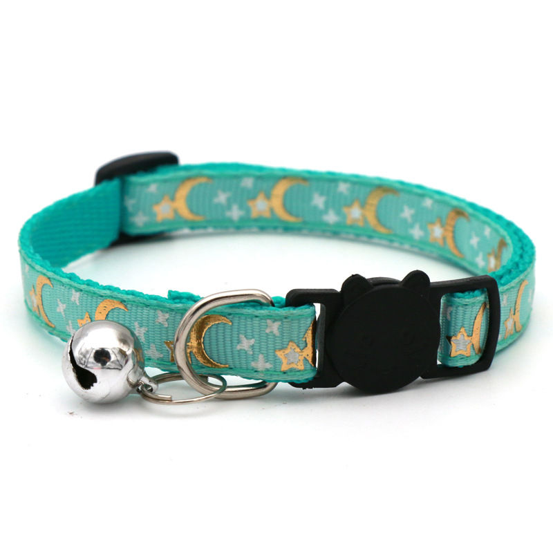 Thumbnail: Cat Collar With Bell Cartoon Star Moon Dog Puppy Cat Kitten Collar Adjustable Sa