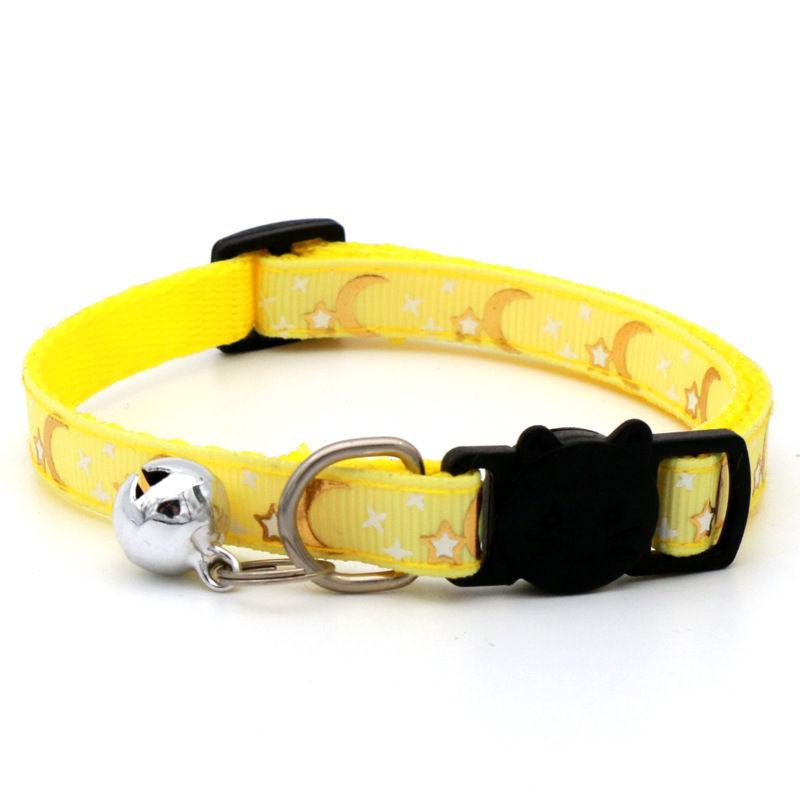 Thumbnail: Cat Collar With Bell Cartoon Star Moon Dog Puppy Cat Kitten Collar Adjustable Sa