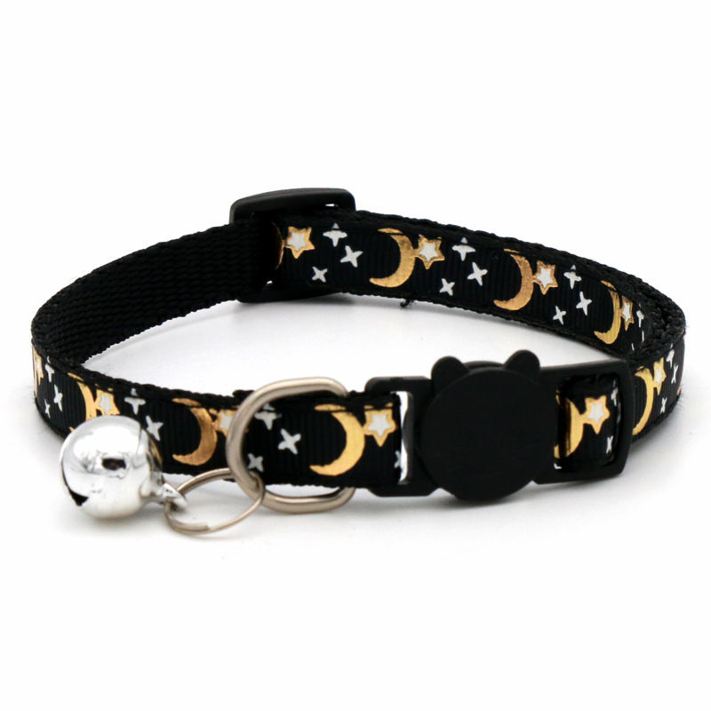 Thumbnail: Cat Collar With Bell Cartoon Star Moon Dog Puppy Cat Kitten Collar Adjustable Sa