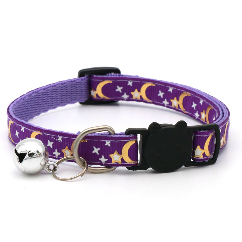 Thumbnail: Cat Collar With Bell Cartoon Star Moon Dog Puppy Cat Kitten Collar Adjustable Sa