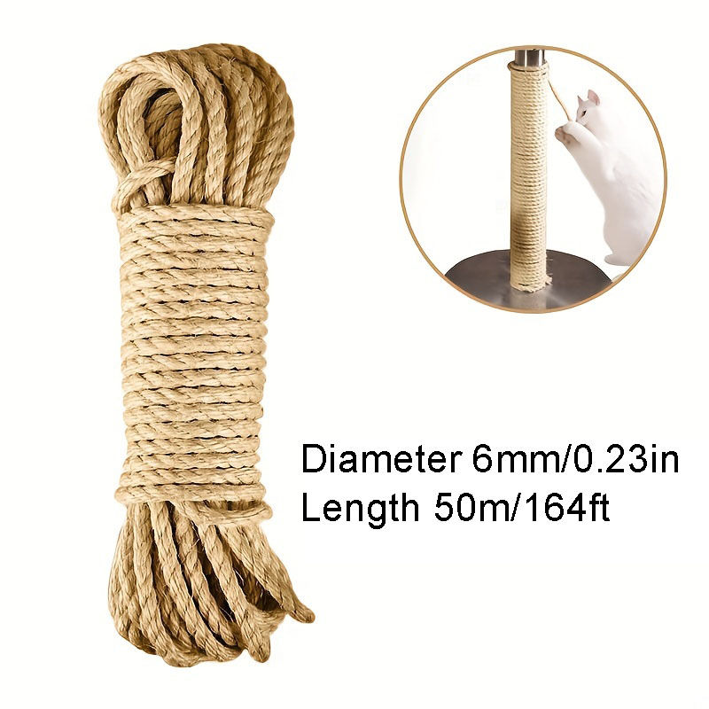 Thumbnail: 33/66/164ft Natural Sisal Rope Cat Scratcher Rope Tree Scratching DIY Toy Paw Cl