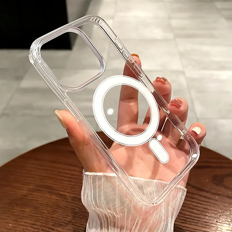 Miniatura: Capa Transparente de Luxo com Carregamento Sem Fio para iPhone