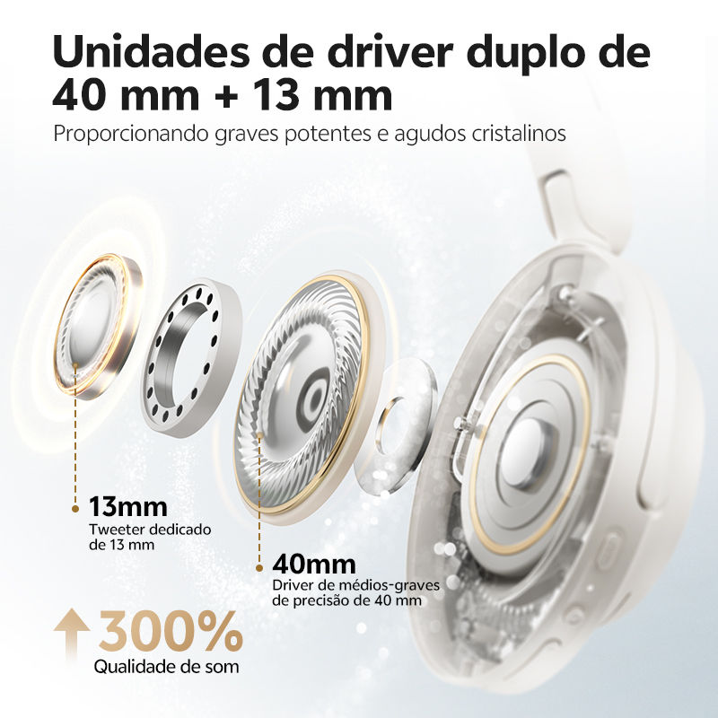 Miniatura: Fone de Ouvido Over-Ear QCY H3S com Som Espacial Hi-Res LDAC