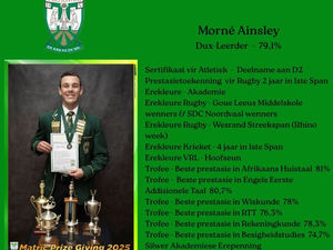 Hoërskool Carletonville - Matriek Dux-Leerder 2025: Morné Ainsley