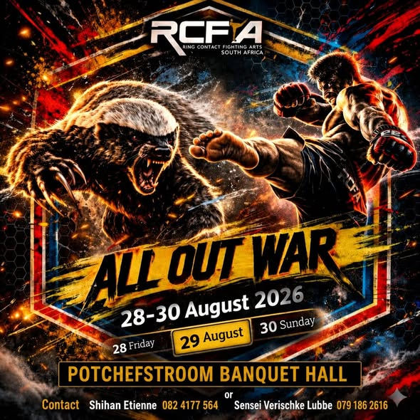 Potchefstroom Huisves Nasionale RCFA "All Out War" 2026-Gevegskunstoernooi