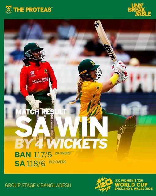 Proteas Clinch Thrilling 4-Wicket Victory at Lord’s to Secure Fourth Consecutive T20 World Cup Win
