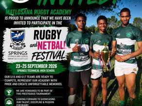 Matlosana Rugby Academy Secures Prestigious Invitation to Springs Technical High School Festival