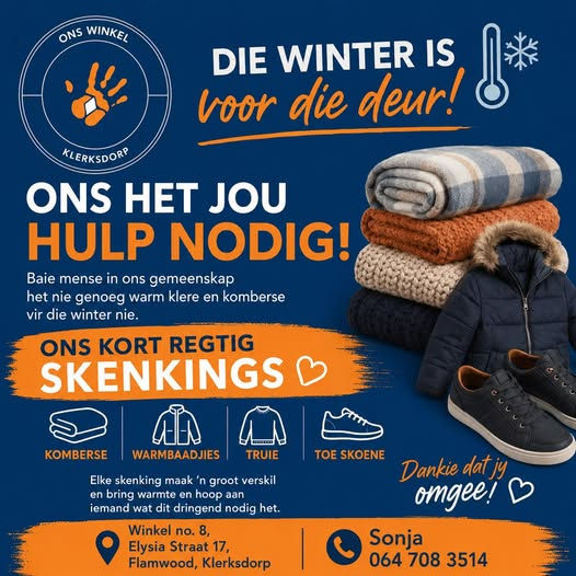 Bring Warmte en Hoop: Ons Winkel Klerksdorp Loods Dringende Winter-Noodoproep vir Skenkings