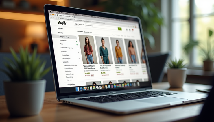 Close-up of a Shopify store homepage on a desktop screen showing optimized product layout