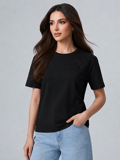 T Shirt Fleure Noir