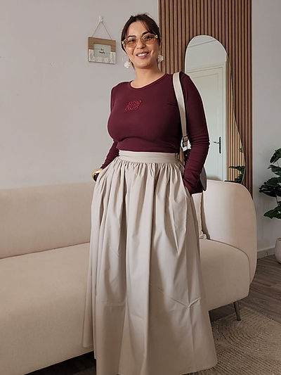 Jupe Elena Grège