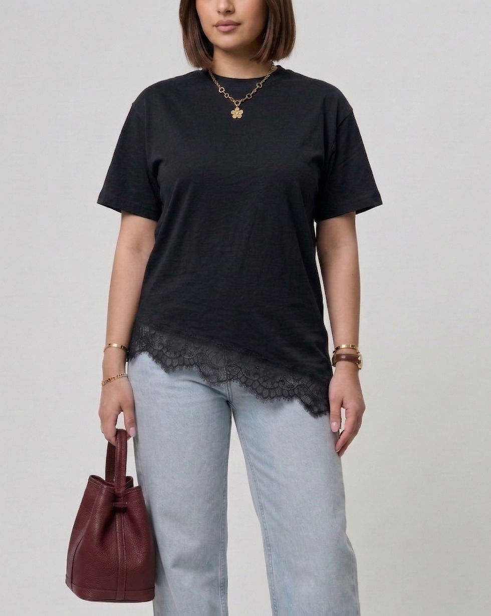 Miniature : T-shirt Bas Dentelle Noir