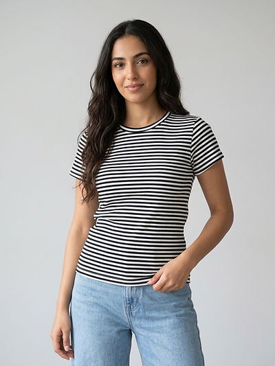T Shirt Basique Avec Rayures