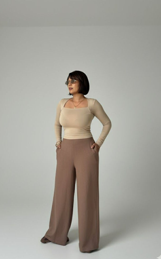 Pantalon modal large Mocca