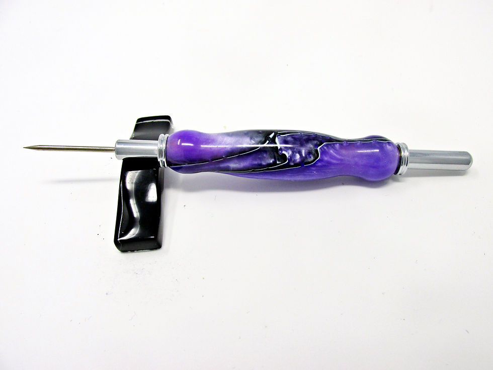 Thumbnail: Handmade Purple Mesh Double Seam Ripper/Stiletto with Chrome Plating