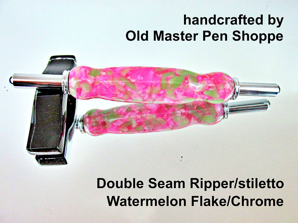 Thumbnail: Handmade Watermelon Flake Seam Ripper/Stiletto with Chrome Plating