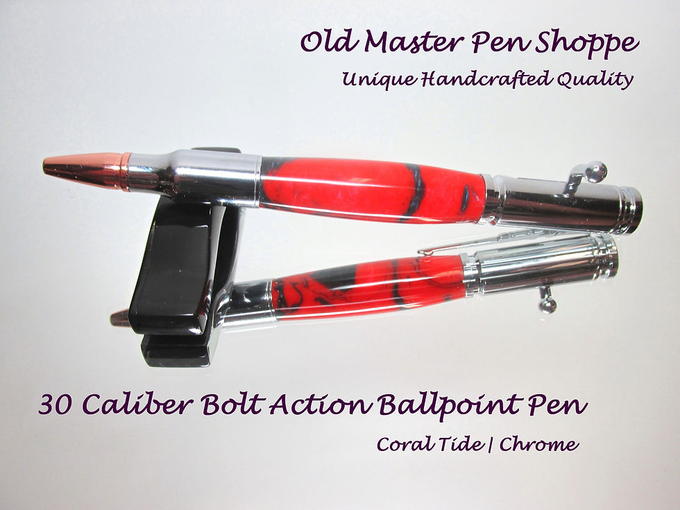 Thumbnail: Handmade Coral Tide Bolt Action Ballpoint Pen with Chrome Plating