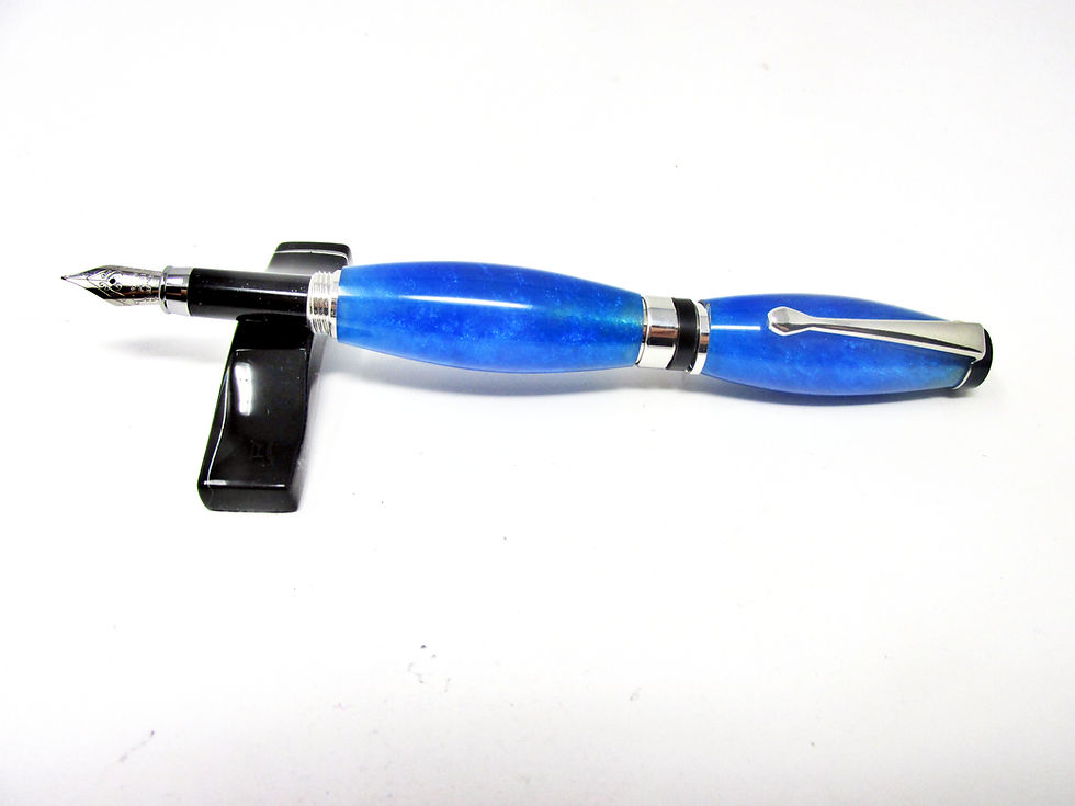 Thumbnail: Handmade American 2000 Blue Orca Fountain Pen with Platinum Plating