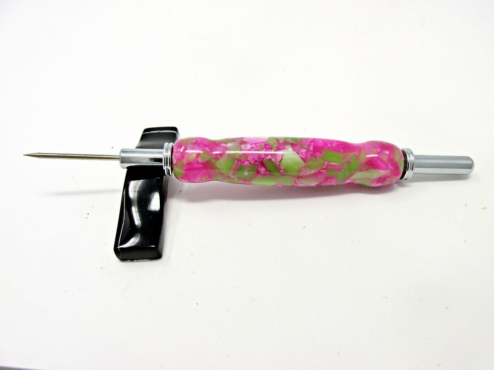 Thumbnail: Handmade Watermelon Flake Seam Ripper/Stiletto with Chrome Plating