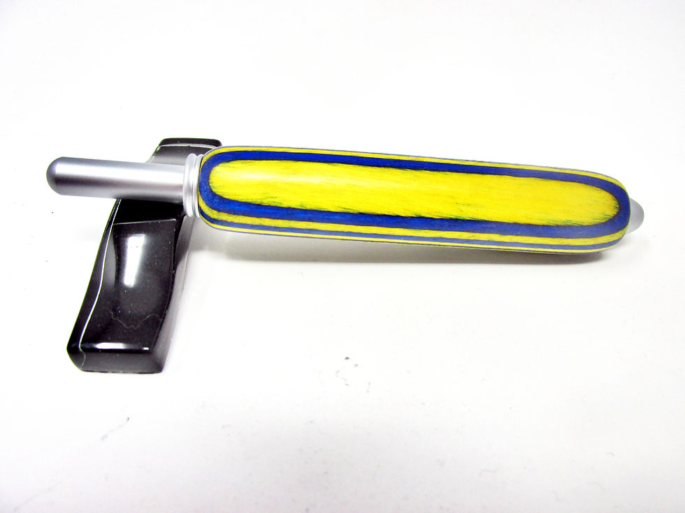 Thumbnail: Handmade Flowerwood 1 (Bright Yellow and Blue) Crochet Hook with Satin Plating