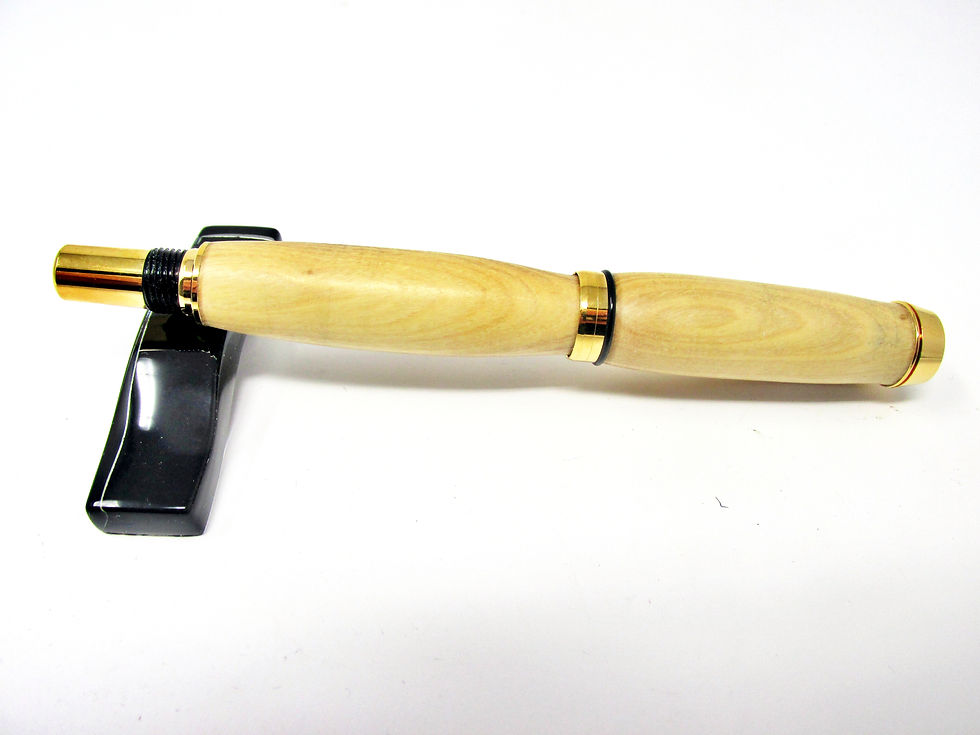 Thumbnail: Handmade Baron Bethlehem Olivewood Fountain Pen with Titanium Gold Plating