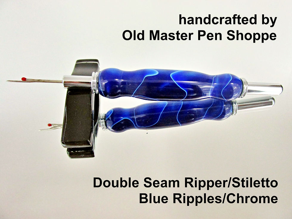 Thumbnail: Handmade Blue Ripples Double Seam Ripper/Stiletto with Chrome Plating