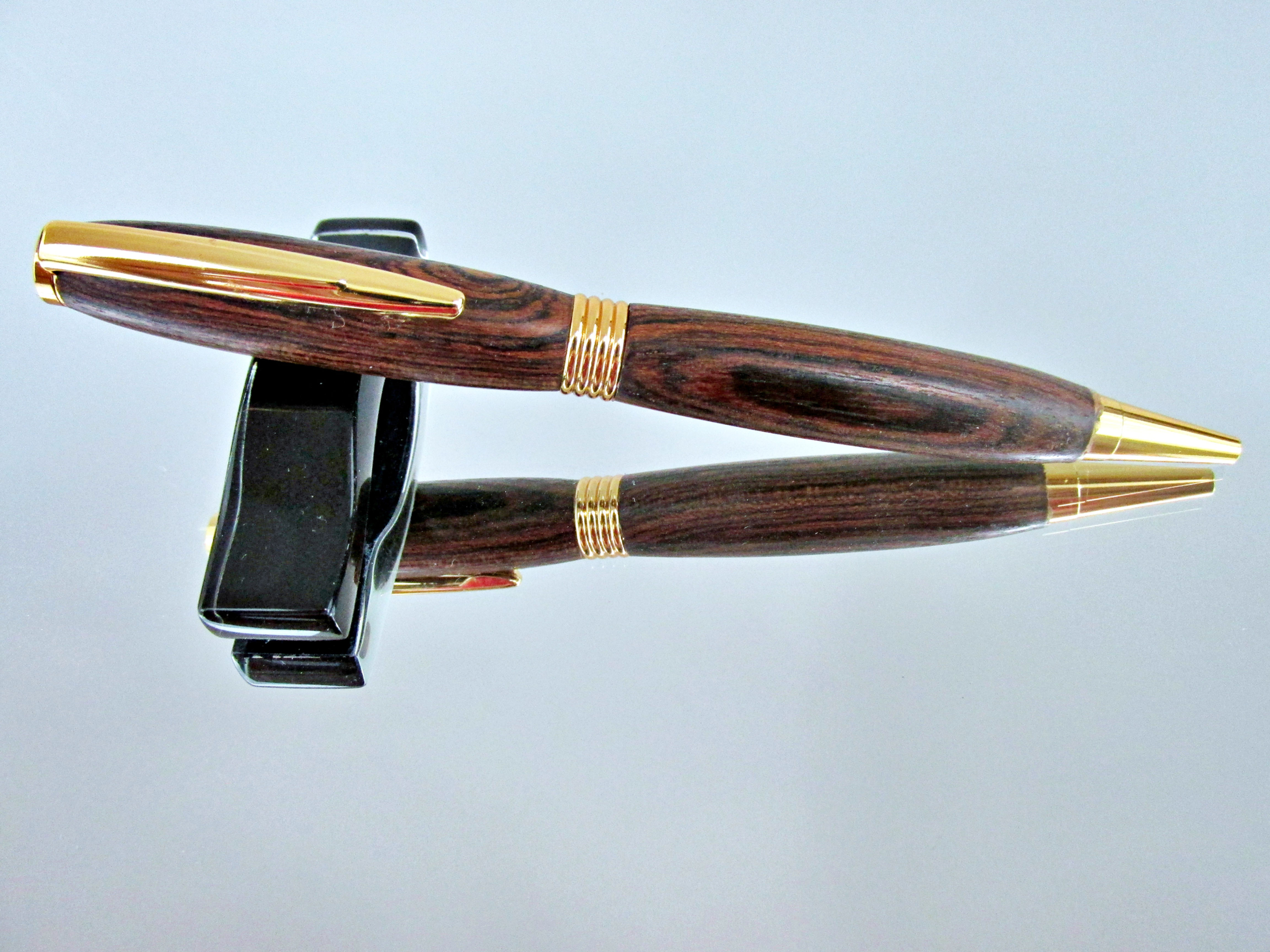 Handmade Bocote Saturn Ballpoint Pen with 24kt Gold Plating