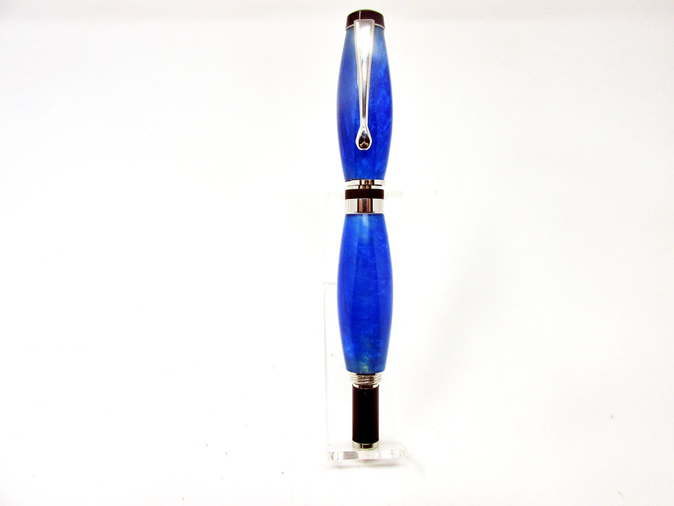 Thumbnail: Handmade American 2000 Blue Orca Fountain Pen with Platinum Plating